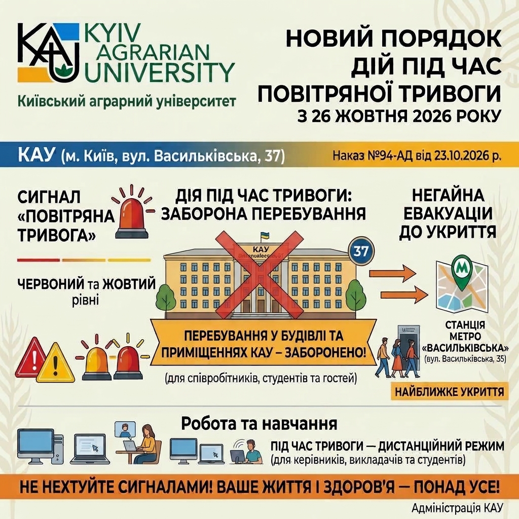порядок дій під час оголошення сигналу «Повітряна тривога» (червоного та жовтого рівнів)
